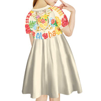 Kawaii Turtle Kid Short Sleeve Dress Aloha Hibiscus Flowers
