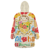 Kawaii Turtle Wearable Blanket Hoodie Aloha Hibiscus Flowers