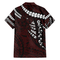 Polynesian Girl Tribal Tattoo Family Matching Off Shoulder Short Dress and Hawaiian Shirt Oxbood Vibe
