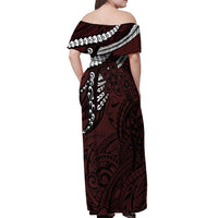 Polynesian Girl Tribal Tattoo Off Shoulder Maxi Dress Oxbood Vibe LT9 - Polynesian Pride