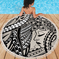 Polynesian Girl Tribal Tattoo Beach Blanket Beige Vibe