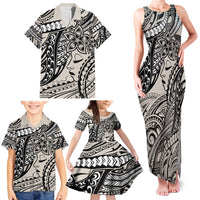 Polynesian Girl Tribal Tattoo Family Matching Tank Maxi Dress and Hawaiian Shirt Beige Vibe