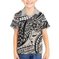 Polynesian Girl Tribal Tattoo Family Matching Tank Maxi Dress and Hawaiian Shirt Beige Vibe