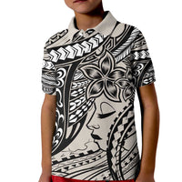 Polynesian Girl Tribal Tattoo Kid Polo Shirt Beige Vibe