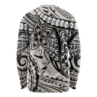 Polynesian Girl Tribal Tattoo Long Sleeve Shirt Beige Vibe LT9 - Polynesian Pride