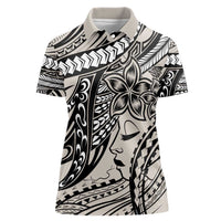 Polynesian Girl Tribal Tattoo Women Polo Shirt Beige Vibe