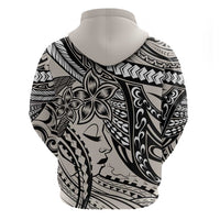 Polynesian Girl Tribal Tattoo Zip Hoodie Beige Vibe LT9 - Polynesian Pride