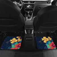 Polynesian Hibiscus Flower Waves Pattern Car Mats