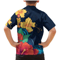 Polynesian Hibiscus Flower Waves Pattern Family Matching Mermaid Dress and Hawaiian Shirt LT9 - Polynesian Pride