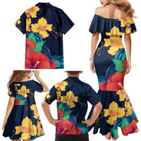 Polynesian Hibiscus Flower Waves Pattern Family Matching Mermaid Dress and Hawaiian Shirt LT9 - Polynesian Pride