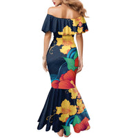 Polynesian Hibiscus Flower Waves Pattern Family Matching Mermaid Dress and Hawaiian Shirt LT9 - Polynesian Pride