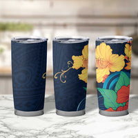Polynesian Hibiscus Flower Waves Pattern Tumbler Cup