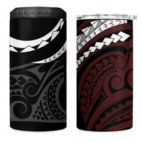 Polynesian Oxblood Line Art Tribal Tattoo 4 in 1 Can Cooler Tumbler