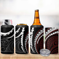 Polynesian Oxblood Line Art Tribal Tattoo 4 in 1 Can Cooler Tumbler