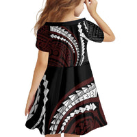 Polynesian Oxblood Line Art Tribal Tattoo Family Matching Summer Maxi Dress and Hawaiian Shirt LT9 - Polynesian Pride