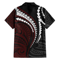 Polynesian Oxblood Line Art Tribal Tattoo Family Matching Tank Maxi Dress and Hawaiian Shirt