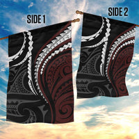 Polynesian Oxblood Line Art Tribal Tattoo Garden Flag