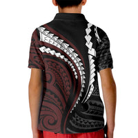 Polynesian Oxblood Line Art Tribal Tattoo Kid Polo Shirt