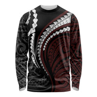 Polynesian Oxblood Line Art Tribal Tattoo Long Sleeve Shirt LT9 Unisex Beige - Polynesian Pride