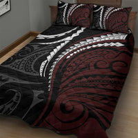 Polynesian Oxblood Line Art Tribal Tattoo Quilt Bed Set