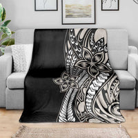 Polynesian Plumeria Floral Tattoo Pattern Blanket Beige Style