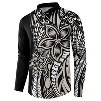 Polynesian Plumeria Floral Tattoo Pattern Button Sweatshirt Beige Style LT9 - Polynesian Pride