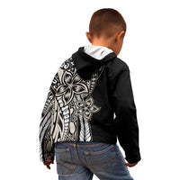 Polynesian Plumeria Floral Tattoo Pattern Kid Hoodie Beige Style