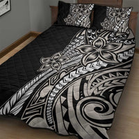 Polynesian Plumeria Floral Tattoo Pattern Quilt Bed Set Beige Style