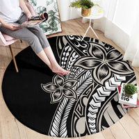 Polynesian Plumeria Floral Tattoo Pattern Round Carpet Beige Style LT9 - Polynesian Pride