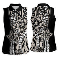 Polynesian Plumeria Floral Tattoo Pattern Women Sleeveless Polo Shirt Beige Style LT9 - Polynesian Pride