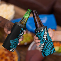 Polynesian Plumeria Floral Tattoo Pattern 4 in 1 Can Cooler Tumbler Bllue Style