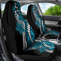 Polynesian Plumeria Floral Tattoo Pattern Car Seat Cover Blue Style LT9 - Polynesian Pride