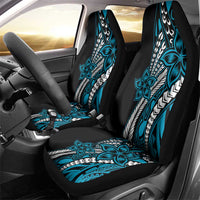 Polynesian Plumeria Floral Tattoo Pattern Car Seat Cover Blue Style LT9 - Polynesian Pride