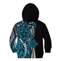 Polynesian Plumeria Floral Tattoo Pattern Kid Hoodie Bllue Style