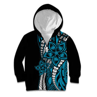 Polynesian Plumeria Floral Tattoo Pattern Kid Hoodie Bllue Style