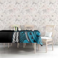 Polynesian Plumeria Floral Tattoo Pattern Tablecloth Blue Style