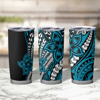 Polynesian Plumeria Floral Tattoo Pattern Tumbler Cup Bllue Style