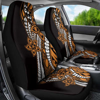 Polynesian Plumeria Floral Tattoo Pattern Car Seat Cover Gold Style LT9 - Polynesian Pride