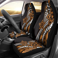Polynesian Plumeria Floral Tattoo Pattern Car Seat Cover Gold Style LT9 - Polynesian Pride