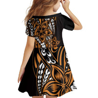 Polynesian Plumeria Floral Tattoo Pattern Family Matching Summer Maxi Dress and Hawaiian Shirt Gold Style LT9 - Polynesian Pride