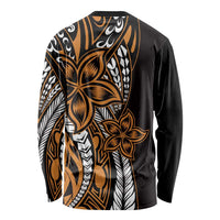 Polynesian Plumeria Floral Tattoo Pattern Long Sleeve Shirt Gold Style LT9 - Polynesian Pride