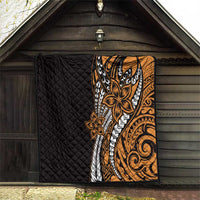 Polynesian Plumeria Floral Tattoo Pattern Quilt Gold Style