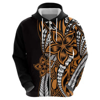 Polynesian Plumeria Floral Tattoo Pattern Zip Hoodie Gold Style LT9 - Polynesian Pride