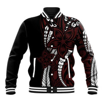 Polynesian Plumeria Floral Tattoo Pattern Baseball Jacket Oxblood Style LT9 Unisex Oxblood - Polynesian Pride