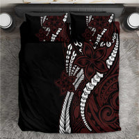Polynesian Plumeria Floral Tattoo Pattern Bedding Set Oxblood Style LT9 Oxblood - Polynesian Pride