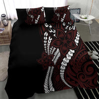 Polynesian Plumeria Floral Tattoo Pattern Bedding Set Oxblood Style LT9 - Polynesian Pride