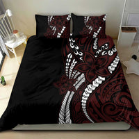 Polynesian Plumeria Floral Tattoo Pattern Bedding Set Oxblood Style LT9 - Polynesian Pride