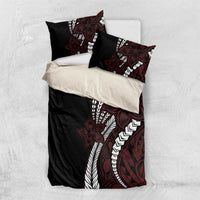 Polynesian Plumeria Floral Tattoo Pattern Bedding Set Oxblood Style LT9 US Twin 172cm x 218cm Oxblood - Polynesian Pride