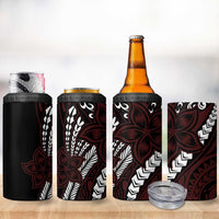 Polynesian Plumeria Floral Tattoo Pattern 4 in 1 Can Cooler Tumbler Oxblood Style