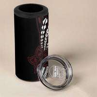 Polynesian Plumeria Floral Tattoo Pattern 4 in 1 Can Cooler Tumbler Oxblood Style